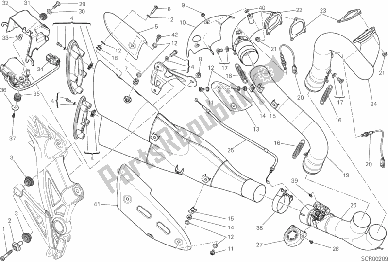 Todas as partes de Sistema De Exaustão do Ducati Diavel FL 1200 2015